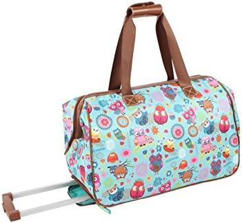 Lily Bloom Pattern 22 Inch Duffel Bag with 2-Rolling Wheels, Weekender Overnight Travel Lightweight Carry-On Suitcase For Women