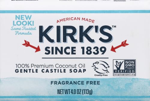 Kirk's Original Coco Castile Soap Fragrance Free 4 oz (Multi-Pack)