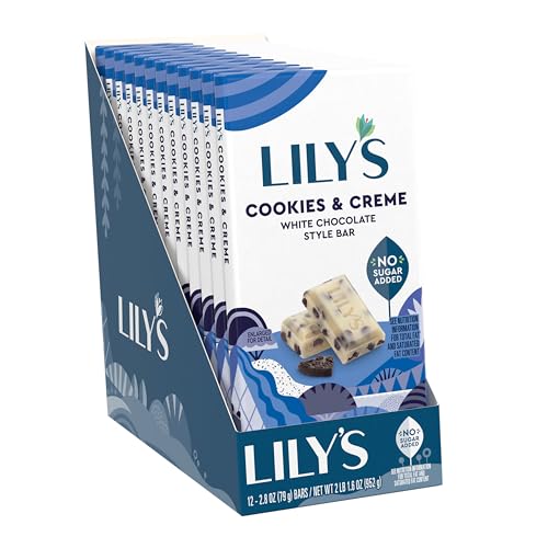 LILY'S Cookies and Creme White Chocolate Style No Sugar Added, Sweets Bar, 2.8 Oz
