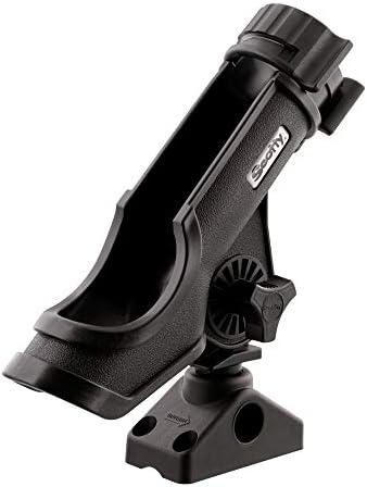Scotty #230 Powerlock Rod Holder with #241 Side/Deck Mount, Adjustable Boat Fishing Rod Holder, Universal Cradle Design, Side or Deck Mount Installation, Marine-Grade Construction