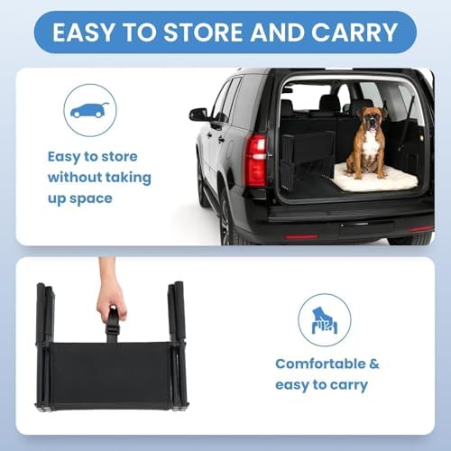 Portable Extra Wide Dog Steps, Large Dog Folding Stairs for Car, Truck, SUV | 4 Steps Non-Slip Dog Ramp for Large Dogs, Supports Up to 300 Lbs