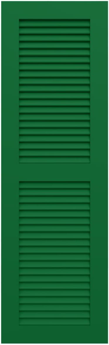 18"W x 60"H True Fit PVC Two Equal Louver Shutters, Unfinished (Per Pair - Hardware Not Included)