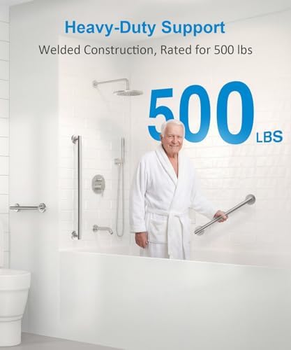 Shower Grab Bar Set, ADA Compliance Brushed Stainless Steel Handicap Grab Bar for Bathtubs and Showers, Modern 3-Pack 18" 24" 36" Shower Safety Bars for Seniors