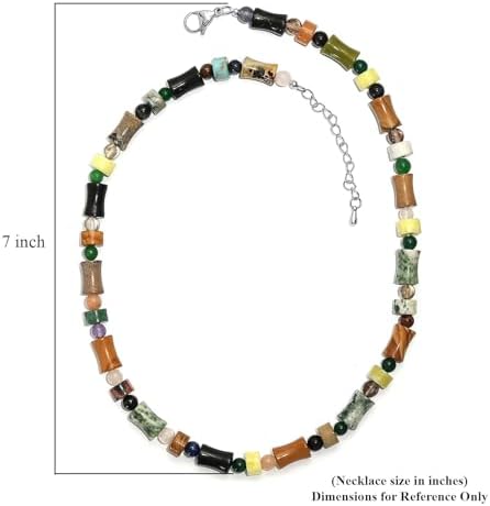 Multi Jasper Multi Gemstone Necklace in Steel 190.11 ctw 18 Inches