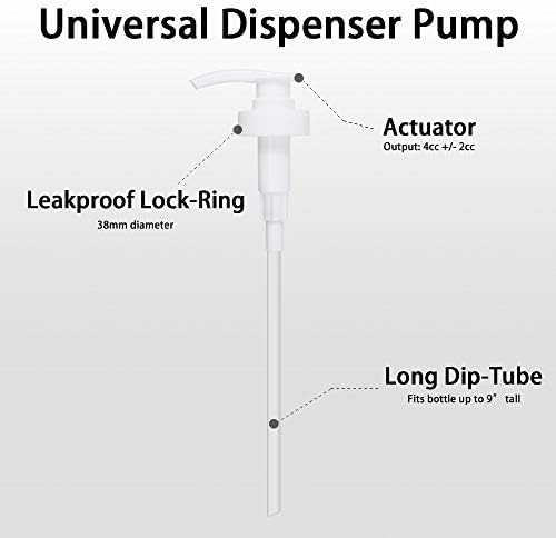 Gallon Pump Dispenser, Fits Most 1 Gallon Jugs and Containers 38/400 Pump Lid Top Replacement for Sanitizer, Lotion, Shampoo, Conditioner (6 Pack)