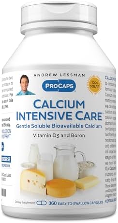 ANDREW LESSMAN ProCaps Calcium Intensive Care 60 Capsules | Ultra fine calcium with vitamin D3 and boron to support healthy bones, teeth and skeletal health in easy-to-swallow capsules.