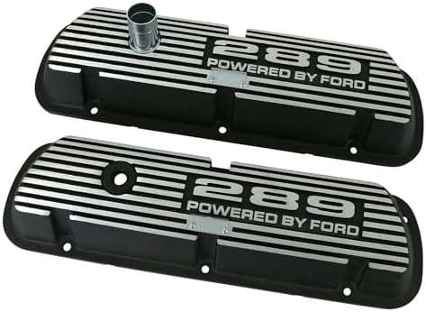 Aluminum Valve Covers with Official 289" "Powered by Ford Lettering in a Silver Powder Coated Finish, Compatible with 1964-1973 Ford Mustang
