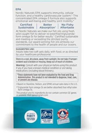 Nordic Naturals EPA, Lemon - 60 Soft Gels - 1210 mg Omega-3 - High-Intensity EPA Formula for Positive Mood
