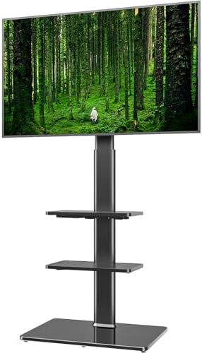 Universal TV Stand Monitor with Mount 100 Degree Swivel Height Adjustable and Tilt Function for 19 to 43 inch LCD, LED OLED TVs,Space Saving Standing Bedroom Living Room Corner,Black