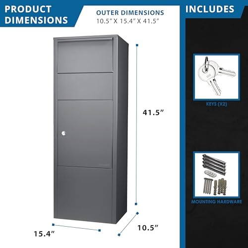 Barska Large Package Delivery Parcel Mail Steel Drop Box for Porch with Tamper-Resistant Drop Slot & Key Lock