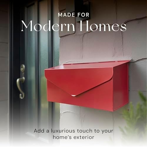 NACH Black Envelope Wall Mount Mailbox, Rust Resistant Metal Mailbox, Black Mailbox Wall Mount, Mailboxes for Outside Wall Mount, Outdoor Mailboxes, Wall Mailbox, 14.1 x 3.5 x 6 Inches, MB-6915BLK