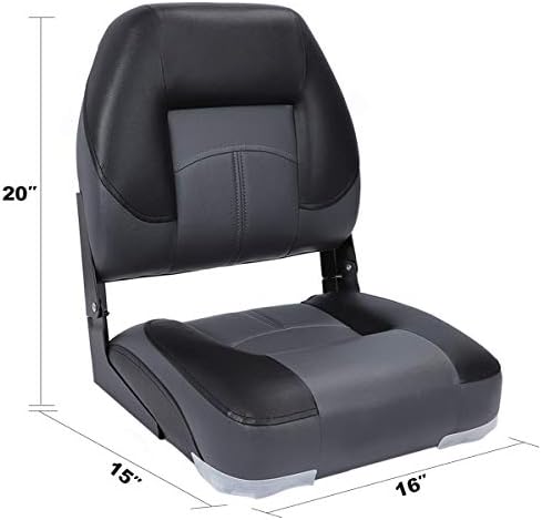 NORTHCAPTAIN T1 Deluxe Low Back Folding Fishing Boat Seats 2 Pack - Premium Bass/Jon/Pontoon Boat Chairs,4 Mounting Screws Included