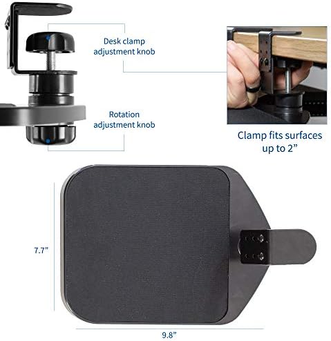 VIVO Black Clamp-on Mouse Pad Holder Platform, MOUNT-MS01A | Adjustable Under Desk 360° Rotating Tray Rest Extension Attachment
