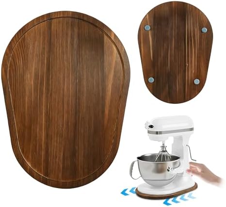 Mixer Slider Mat for KitchenAid 4.5-5 Qt Tilt Head Stand Mixers (Brown) | Pine Wood Moving Tray for Kitchenaid Artisan, Storage Organizer for Kitchen Countertop Accessories and Attachments