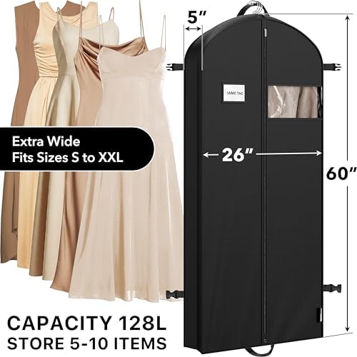 Simple Houseware 43" Travel Garment Bag with Pockets, Heavy Duty Suit Bag