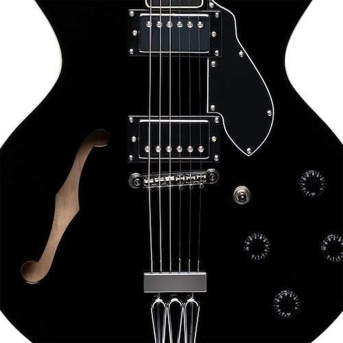 Stagg 6 String Hollow-Body Electric Guitar, Right, Full (SVY 533 BK),Black