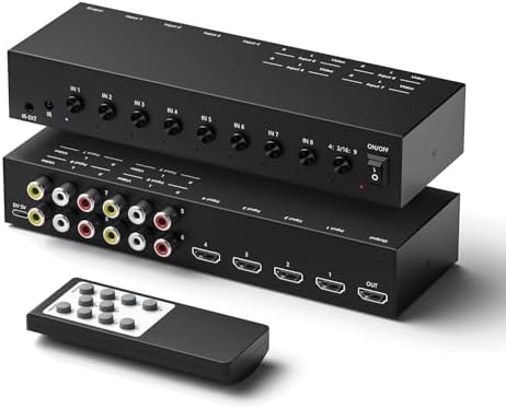 4Port AV to HDMI Converter, 4Port AV to HDMI Switcher with IR Remote
