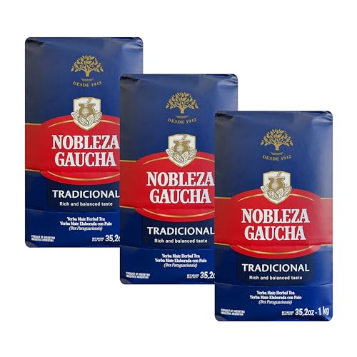 Nobleza Gaucha Yerba Mate Herbal Tea with Sterm | Traditional Argentina Brew USA-Specific Packaging 2.2 lbs - 3 Packs