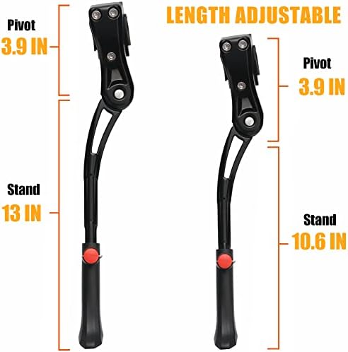 TOPCABIN Bike Kickstand Adjustable Aluminium Alloy Bicycle Kickstand Bike Side Kickstand Fit for 22" 24" 26" 28" Mountain Bike Road cycling/BMX/MTB (Black for 22-24-26-27-28 inch bike)