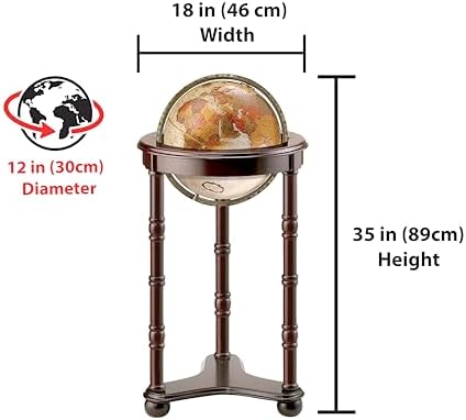Replogle Lancaster—Bronze Metallic, Dark Cherry Wood Finish, Floor Model Globe