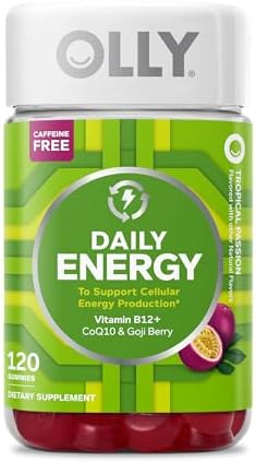 OLLY Daily Energy Gummy,Vitamin B12, CoQ10, Goji Berry - 60 Count