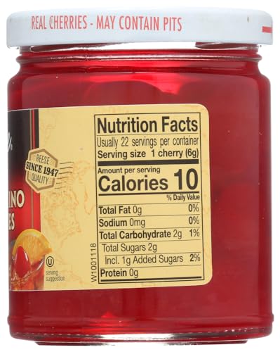 Reese Red Maraschino Cherries with Stem, 10-Ounces (Pack of 12)