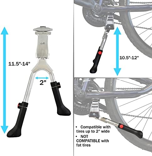 Lumintrail Center Mount Bike Double Leg Kickstand - Adjustable Height Kick Stands for 24, 26, 27.5, 29 Inch Adult Bicycles - Perfect for Cruiser, Road and Hybrids
