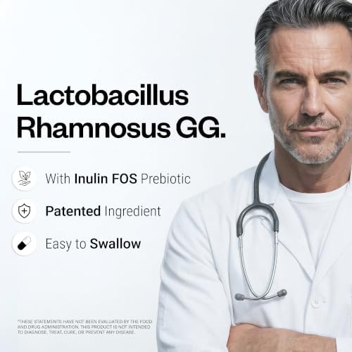 Supersmart Lactobacillus Rhamnosus GG 10 Billion CFU per Day (LGG Probiotic with Inulin) - L. Rhamnosus Supplement | Non-GMO & Gluten Free - 60 DR