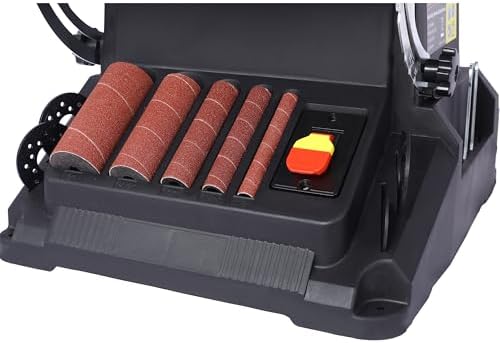 Vertical Oscillating Spindle Sander and Belt Sander 2 in 1 Woodworking Machine with 5 Sanding Sleeves 4x24 Inch Belt Tilting Table 0-45 Degrees for