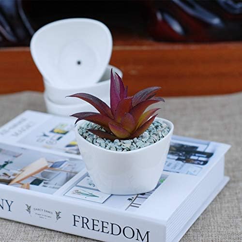 Succluent Pots ，Small Flower Pots Planter Pots with Drinage,Ceramic Flowers Pots with Bamboo Tray for Cactus(12 Pack)