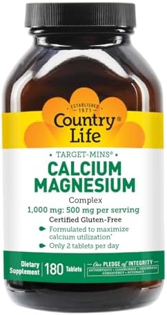 Country Life Target-Mins Calcium Magnesium Complex, 360 Tablets | 2:1 calcium-to-magnesium ratio with 180 convenient daily servings