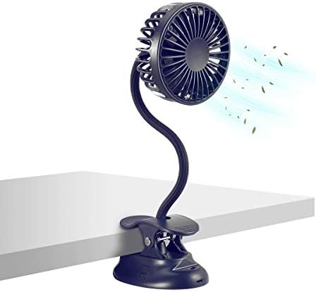 Clip On USB Mini Desk Fan with Emergency Power Bank, Battery Operated Rechargeable Portable Fan - Flexible Neck, 3 Speed Personal Cooling for Car