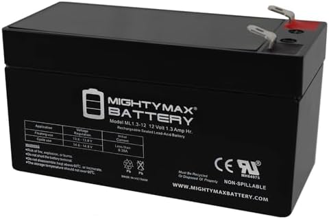 Mighty Max Battery ML1.3-12 - 12 Volt 1.3 AH, F1 Terminal, Rechargeable SLA AGM Battery