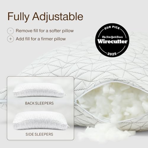 Coop Home Goods Original Adjustable Pillow, Queen Size Bed Pillows for Sleeping, Cross Cut Memory Foam Pillows - Medium Firm Back, Stomach and Side Sleeper Pillow, CertiPUR-US/GREENGUARD Gold