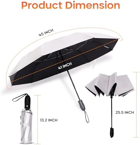 Premium UV Travel Umbrella Compact Windproof & Waterproof Umbrella for Walking | 9-Rib Fiberglass Frame, Heavy Duty Design, Auto Open/Close