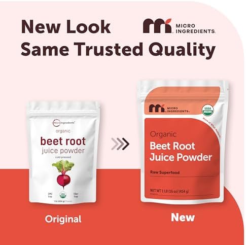 Micro Ingredients Organic Beet Root Juice Powder, 1 Pound | Water Soluble, Raw Beet Supplement | Powder Drink Mix for Smoothies & Recipes | Non-GMO