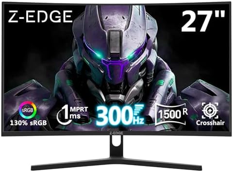Z-Edge 34 inch WQHD 1440P Curved Gaming Monitor, 240Hz Computer Monitor | AG34P 1500R Frameless 21:9 Curved Screen, Height Adjustable, Office & Gaming, 1ms, Dual DP & HDMI, Metal Stand