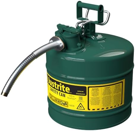 Justrite Type II Green Safety Can for Oil, Galvanized Steel, FM Approved