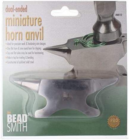 The Beadsmith Dual-Ended Horn Anvil – Mini Size 2.5 x 1 x 1.5 inches – 118mm Tip to Tip – 13.11oz/0.82lbs – Made of Solid Stainless Steel