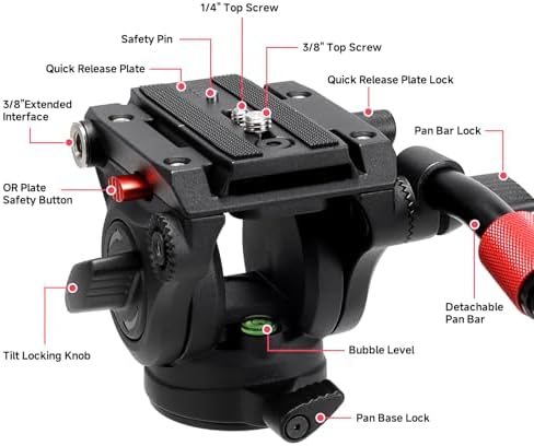 Avella V501 Video Tripod Fluid Head with Quick Release Plate