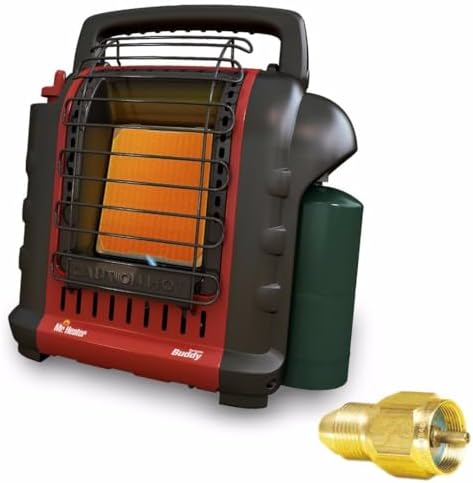 Mr. Heater F232000 Portable Buddy Heater | Bundle includes Brass Tank Refill Adapter, (2 items)