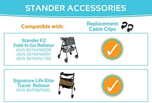Stander Replacement Cable Clips, Clasps for Rolling Walker Brake Cords, Walking Aid Accessories