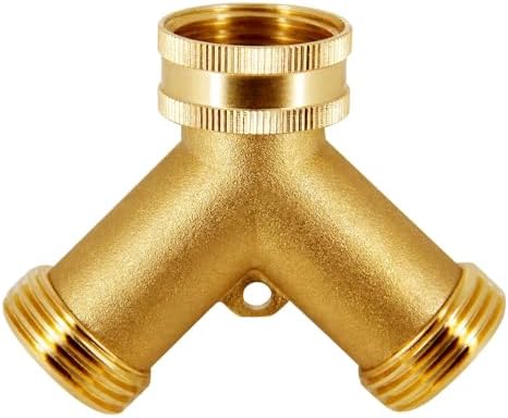 Triumpeek Brass Garden Hose Splitter, 3/4 Inch 2-Way Y Brass Hose Connector with O-ring Washers & Tape