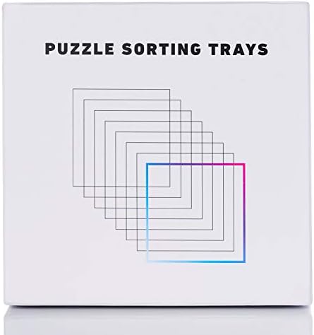 Tidyboss 8 Puzzle Sorting Trays with Lid 8" x 8" - Portable Jigsaw Puzzle Accessories White Background Makes Pieces Stand Out to Better Sort Patterns