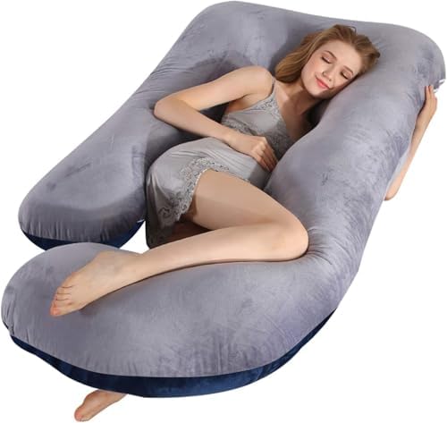 Victostar Pregnancy Pillow,57 inches U Shaped Maternity Pillow with Removable Cover Full Body Pillow Support for Back, HIPS, Legs, Belly (Dark Gray)