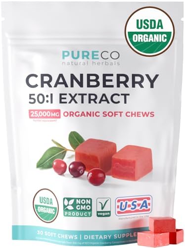 Organic Cranberry Pills - Vegan Supplement for Urinary Tract Health & Kidney Cleanse - Cranberry Pills for Women 500mg 50:1 Cranberry Concentrate Per Serving - Urinary Tract Support - 60 Capsules