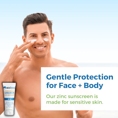 Waxhead Zinc Oxide Sunscreen SPF 35 Mineral Lotion for Face and Body, 4 oz | Only 6 Ingredients, Non-Toxic, 25% Non-Nano Zinc, Water Resistant, Sensitive Skin, Fragrance Free, Organic, Tattoo Protection
