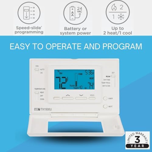P521U Programmable 5-2 Day Thermostat for Home Use; 2 Heat, 1 Cool