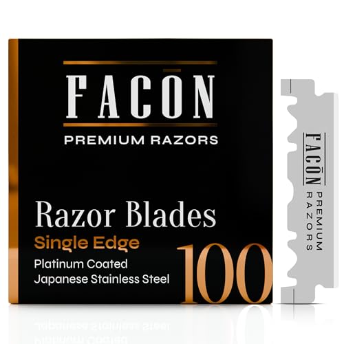 100 Facón Single Edge Razor Blades for Barber Straight Razor, Straight Razor Blades for Shaving
