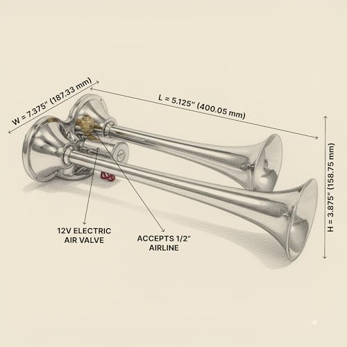 PsychoBlasters Chrome Air Horn Only - 2 Trumpets